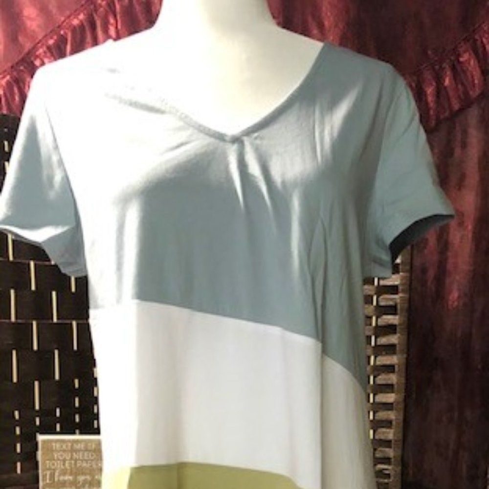 NWT Casual Color Block V-Neck Knee-Lgth A-line Dress